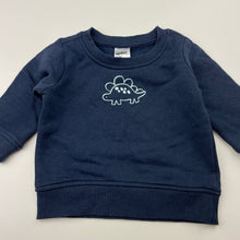 Load image into Gallery viewer, Unisex Anko, navy fleece lined sweater / jumper, dinosaur, GUC, size 00,