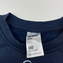 Load image into Gallery viewer, Unisex Anko, navy fleece lined sweater / jumper, dinosaur, GUC, size 00,