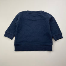 Load image into Gallery viewer, Unisex Anko, navy fleece lined sweater / jumper, dinosaur, GUC, size 00,
