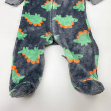 Load image into Gallery viewer, Unisex Anko, soft fleece zip coverall / romper, dinosaurs, GUC, size 00,