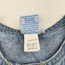 Load image into Gallery viewer, Girls Baby B'Gosh, vintage denim overalls dress / pinafore, armpit to armpit: 25.5cm, Made in USA, GUC, size 12 months, L: 38cm