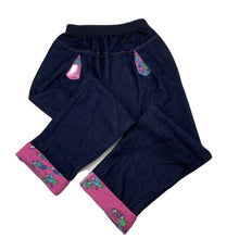 Load image into Gallery viewer, Girls cotton, dark denim pants, elasticated, Inside leg: 48cm, EUC, size 6,
