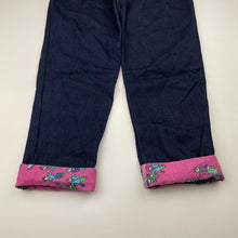 Load image into Gallery viewer, Girls cotton, dark denim pants, elasticated, Inside leg: 48cm, EUC, size 6,