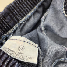 Load image into Gallery viewer, Girls cotton, dark denim pants, elasticated, Inside leg: 48cm, EUC, size 6,