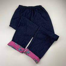 Load image into Gallery viewer, Girls cotton, dark denim pants, elasticated, Inside leg: 48cm, EUC, size 6,