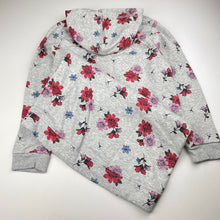 Load image into Gallery viewer, Girls floral, fleece lined hoodie sweater dress, no labels, armpit to armpit: 38cm, shoulder to cuff: 47cm, EUC, size 8-9, L: 66cm