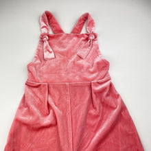 Load image into Gallery viewer, Girls Chloe and Amelie, pink velour overalls, Inside leg: 17cm, EUC, size 4,