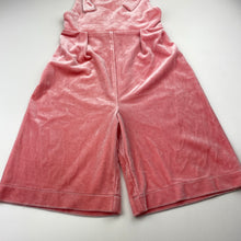 Load image into Gallery viewer, Girls Chloe and Amelie, pink velour overalls, Inside leg: 17cm, EUC, size 4,