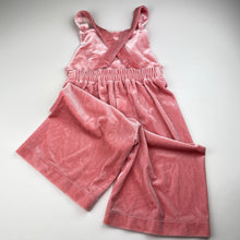 Load image into Gallery viewer, Girls Chloe and Amelie, pink velour overalls, Inside leg: 17cm, EUC, size 4,