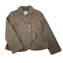 Load image into Gallery viewer, Girls ARMANI JUNIOR, brown & silver wool blend jacket, armpit to armpit: 31cm, shoulder to cuff: 43cm, EUC, size 6,