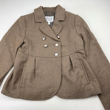 Load image into Gallery viewer, Girls ARMANI JUNIOR, brown & silver wool blend jacket, armpit to armpit: 31cm, shoulder to cuff: 43cm, EUC, size 6,