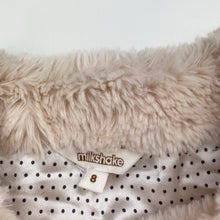 Load image into Gallery viewer, Girls Milkshake, lined soft feel faux fur jacket, poppers, GUC, size 8,