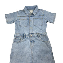 Load image into Gallery viewer, Girls Breakers, blue stretch denim dress, light marks, FUC, size 7, L: 60cm