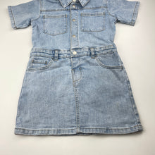 Load image into Gallery viewer, Girls Breakers, blue stretch denim dress, light marks, FUC, size 7, L: 60cm