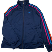 Load image into Gallery viewer, Womens Adidas, CLIMALITE 3 stripes zip up track top, armpit to armpit: 44cm, shoulder to cuff: 57cm, EUC, size 8-10,