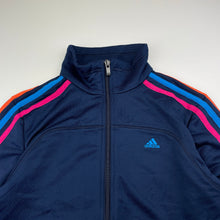 Load image into Gallery viewer, Womens Adidas, CLIMALITE 3 stripes zip up track top, armpit to armpit: 44cm, shoulder to cuff: 57cm, EUC, size 8-10,