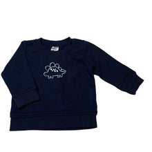 Load image into Gallery viewer, Unisex Anko, navy fleece lined sweater / jumper, dinosaur, FUC, size 0,