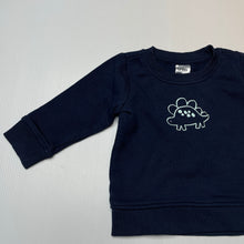 Load image into Gallery viewer, Unisex Anko, navy fleece lined sweater / jumper, dinosaur, FUC, size 0,