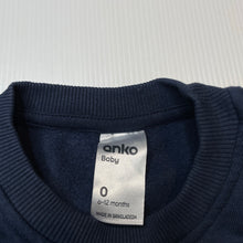 Load image into Gallery viewer, Unisex Anko, navy fleece lined sweater / jumper, dinosaur, FUC, size 0,
