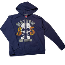 Load image into Gallery viewer, Boys Hanes, Sweats fleece lined zip hoodie sweater, skull, GUC, size 10-12,