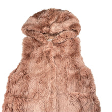 Load image into Gallery viewer, Girls Zara, hooded faux fur vest / jacket, popper fastening, EUC, size 11-12,