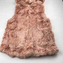 Load image into Gallery viewer, Girls Zara, hooded faux fur vest / jacket, popper fastening, EUC, size 11-12,