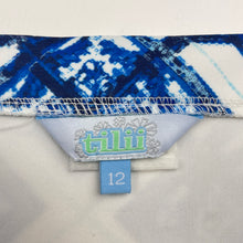 Load image into Gallery viewer, Girls Tilii, blue & white skirt, L: 39cm, W: 33cm across, small marks lower front, FUC, size 12,