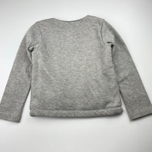 Load image into Gallery viewer, Girls fleece lined, grey & metallic gold zip up sweater, no labels, armpit to armpit: 33cm, shoulder to cuff: 40cm, FUC, size 6,