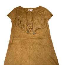 Load image into Gallery viewer, Girls Gum, faux suede pocahontas style dress, marks front, FUC, size 8, L: 65cm