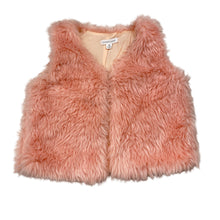 Load image into Gallery viewer, Girls Pumpkin Patch, cotton lined pink faux fur vest, single hook fasten, marks on lining, FUC, size 8,