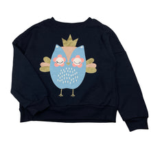Load image into Gallery viewer, Girls Cotton On, navy fleece lined sweater / jumper, bird, EUC, size 7,