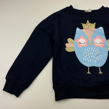 Load image into Gallery viewer, Girls Cotton On, navy fleece lined sweater / jumper, bird, EUC, size 7,