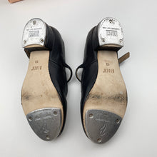 Load image into Gallery viewer, Girls BLOCH, black leather Tap On dance shoes, Techno Tap plates, 19mm heel, GUC, size 6-8,