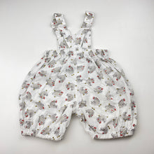 Load image into Gallery viewer, Girls Bebe-Jous, vintage lightweight cotton overalls / romper, FUC, size 0,