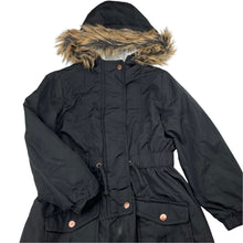 Load image into Gallery viewer, Girls Target, black lightweight hooded jacket / coat, L: 54cm, GUC, size 6,