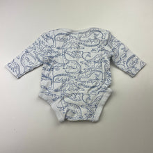 Load image into Gallery viewer, Unisex Dymples, organic cotton bodysuit / romper, dinosaurs, EUC, size 0000,