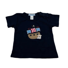 Load image into Gallery viewer, Boys BABY KA-BOOSH, soft feel navy cotton tee / top, pirate ship, GUC, size 0,