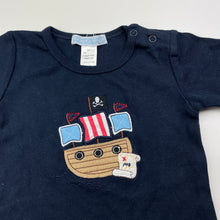 Load image into Gallery viewer, Boys BABY KA-BOOSH, soft feel navy cotton tee / top, pirate ship, GUC, size 0,