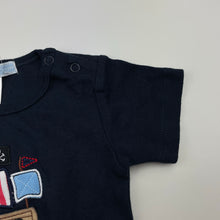 Load image into Gallery viewer, Boys BABY KA-BOOSH, soft feel navy cotton tee / top, pirate ship, GUC, size 0,