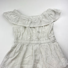 Load image into Gallery viewer, Girls Country Road, cotton lined metallic silver stripe dress, EUC, size 5, L: 56cm