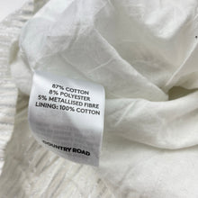 Load image into Gallery viewer, Girls Country Road, cotton lined metallic silver stripe dress, EUC, size 5, L: 56cm