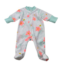 Load image into Gallery viewer, Girls Baby Berry, floral fleece zip coverall / romper, GUC, size 00000,