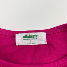 Load image into Gallery viewer, Girls Alfaberry, pink stretchy short sleeve dress, marks on front, FUC, size 1, L: 40cm
