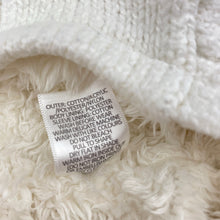 Load image into Gallery viewer, Girls Target, faux fur lined knitted hooded cardigan, light marks, FUC, size 00,
