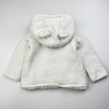 Load image into Gallery viewer, Girls Target, faux fur lined knitted hooded cardigan, light marks, FUC, size 00,