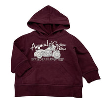 Load image into Gallery viewer, Boys maroon, fleece lined hoodie sweater, no size, armpit to armpit: 31cm, shoulder to cuff: 24.5cm, GUC, size 0,