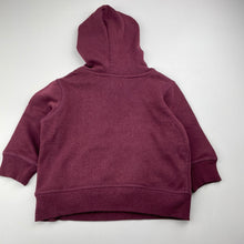 Load image into Gallery viewer, Boys maroon, fleece lined hoodie sweater, no size, armpit to armpit: 31cm, shoulder to cuff: 24.5cm, GUC, size 0,