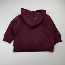 Load image into Gallery viewer, Boys maroon, fleece lined hoodie sweater, no size, armpit to armpit: 31cm, shoulder to cuff: 24.5cm, GUC, size 0,