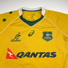 Load image into Gallery viewer, Boys ASICS, Authentic Wallabies Rugby top, light marks back hem, FUC, size 10,
