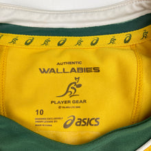 Load image into Gallery viewer, Boys ASICS, Authentic Wallabies Rugby top, light marks back hem, FUC, size 10,